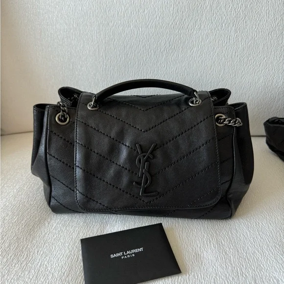 YSL Saint Laurent Nolita Black Grainskin Leather Handbag - Picture 10 of 16